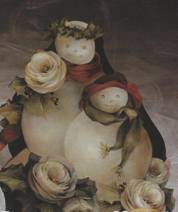 Snowmen and Roses on canvas